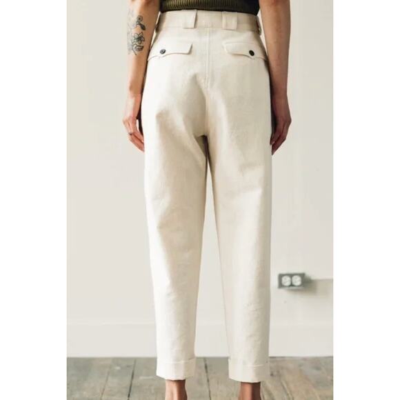 Mara Hoffman Jade High Waisted Pant in Off White Cotton/ Linen Blend Size 18 - Picture 2 of 9